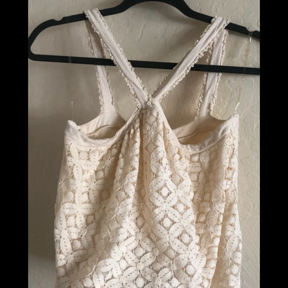Anthro Ella Moss Cream Eyelet Floral Lace top